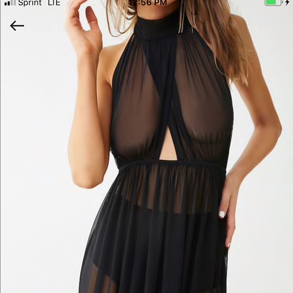Sheer Halter Top Black Dress Forever 21 Size L